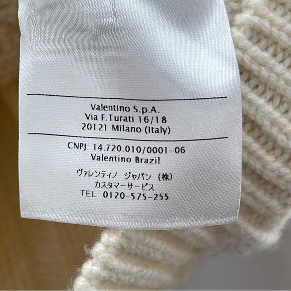 Valentino Red Virgin Wool Cashmere Cable Knit Quiet Luxury Cream Sweater Size XS - Picture 12 of 12